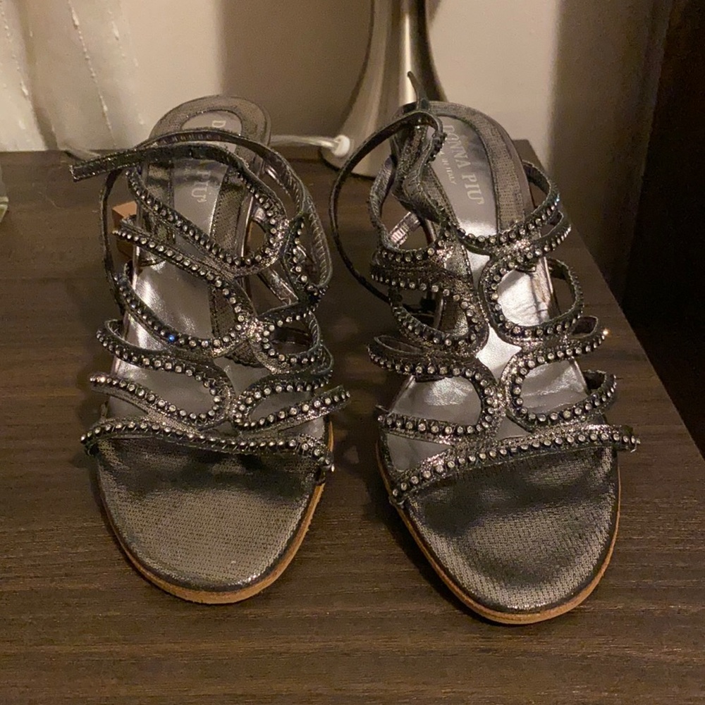 Donna Piu Gray/Silver Stiletto Sandals size 38
